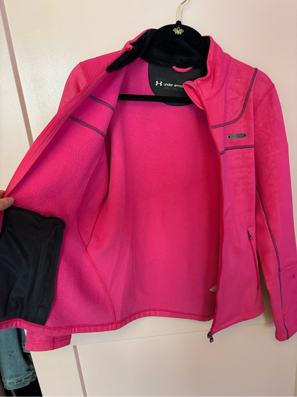 Under Armour Hot Pink Full Zip Activewear Jacket Y2K Medium - Picture 7 of 10